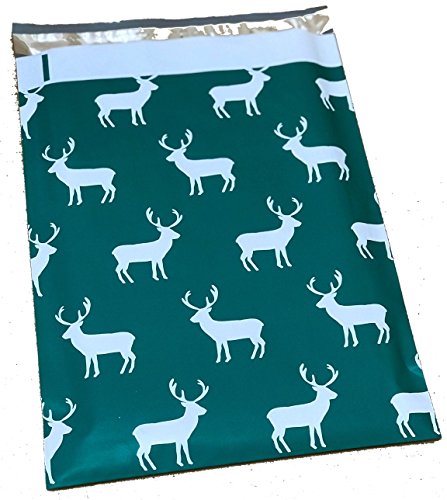 Poly Mailers Deer Designer Poly Mailers Custom Bags Green & White Shipping Envelopes Plastic Bags #SmileMail (100 10x13)