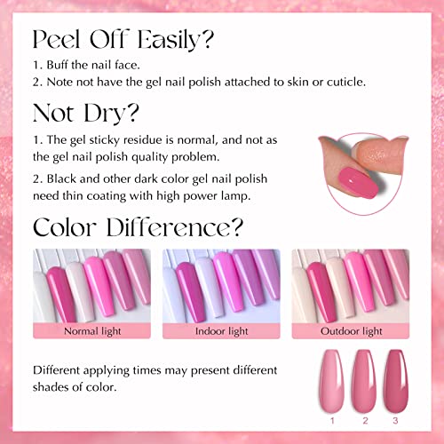 Rosalind Pink Gel Nail Polish Set, 6 Colors Light Pink Cherry Blossom Soft Tones All Seasons Soak Off Long Lasting Milky White Gel Polish Starter Set Diy Design Salon Manicure Gift For Women Girls Beginners #TOP7