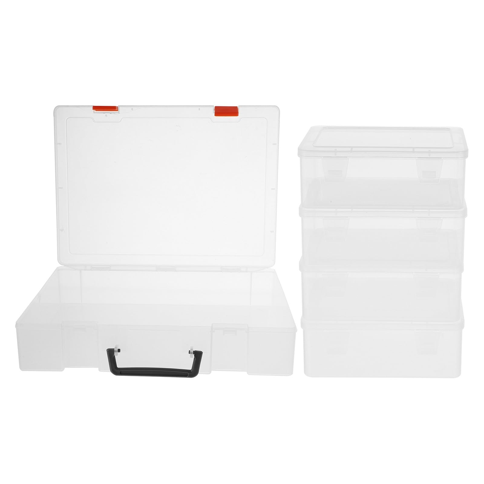 ULTECHNOVO Multifunktionaler Foto Organizer aus Kunststoff mit Großem Fassungsvermögen und 4 Transparenten Aufbewahrungsboxen für Schmuck und Karten im Haushalt