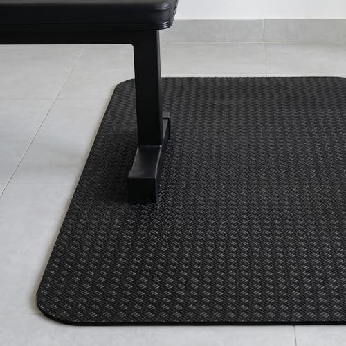 CHIHEUNG 2 sztuki mat podłogowych do sprzętu fitness, dwustronna mata ochronna na podłogę, bieżnie, 30 x 63,5 cm, grubość 5 mm, antypoślizgowa i amortyzująca uderzenia mata podłogowa z PCW, do domu