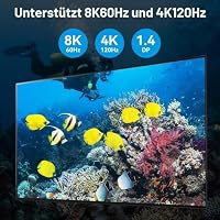 VPFET 8K Displayport KVM Switch 2 PC 3 Monitore 4K120Hz Triple Monitor KVM Switches DP 1.4 mit 4 USB 3.0 für 2 PC Share 3 Monitor mit DC12V Adapter und 2 USB 3.0 Kabel – Ansicht 5