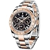 パガ－ニデザイン メンズ腕時計 日本製SEIKOクォーツムーブメント デイトナ クロノグラフ ケース 付き 防水 セラミックベゼル ビジネス 仕事用 ドレスウォッチ ステンレススチール ベルト サファイアガラス PAGANI DESIGN PD-1644 (ローズゴールド/ブラック)