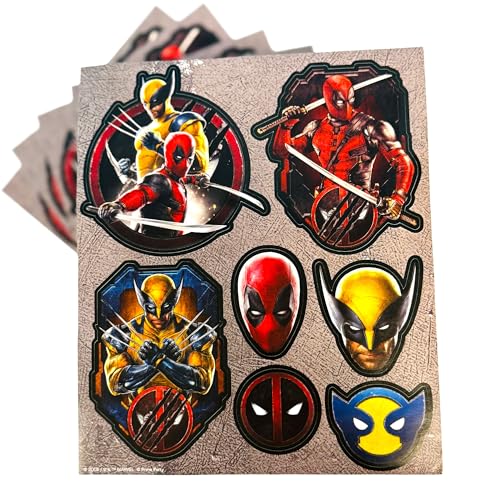 Deadpool & Wolverine Sticker Sheets - Pack of 8 | Perfect for Parties & Crafts!