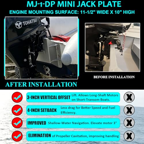 MJ-1-DP Jack Plate 4'' Setback Small Engine Jack Plate for Outboard Motors Up to 35HP (Wooden Mounting Block Included) Manual Add Distance Between Engine and Transom by Camoo - Used condition - Image 3