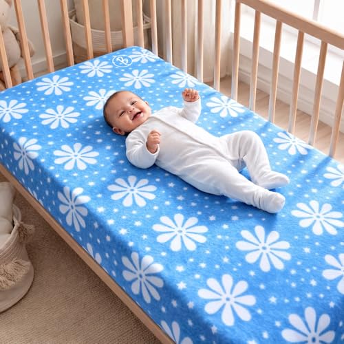 Image of Btag Baby Waterproof, Super Soft Fast Drying Mattress Protector | Extra Absorbent, Anti-Itching Sheet for New Born,Toddler (Size 100x140 cm, Pack of 1, Blue Flower)