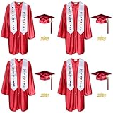 GAMYPET 4Pcs Kindergarten Graduation Gown Sets with Year Tassel Stole and Certificate for Unisex Preschool Kids