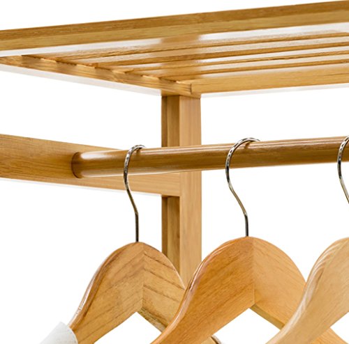 WoodenMulti-Zweck wieszak na ubrania, stojak na buty, 6-warstwowy regał bambusowy, wymiary: 90 x 30 x 145 cm