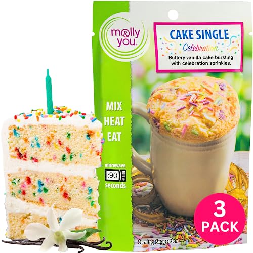 Molly and You Birthday Cake Mug Cake Mix (Pack of 3) – Single Serve, Microwavable Celebration Gourmet Mug Cake Mixes