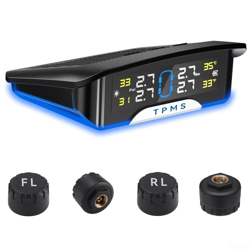 Monitor Presión Neumáticos Solar para tpms Inalámbrico Coche(Built-in)