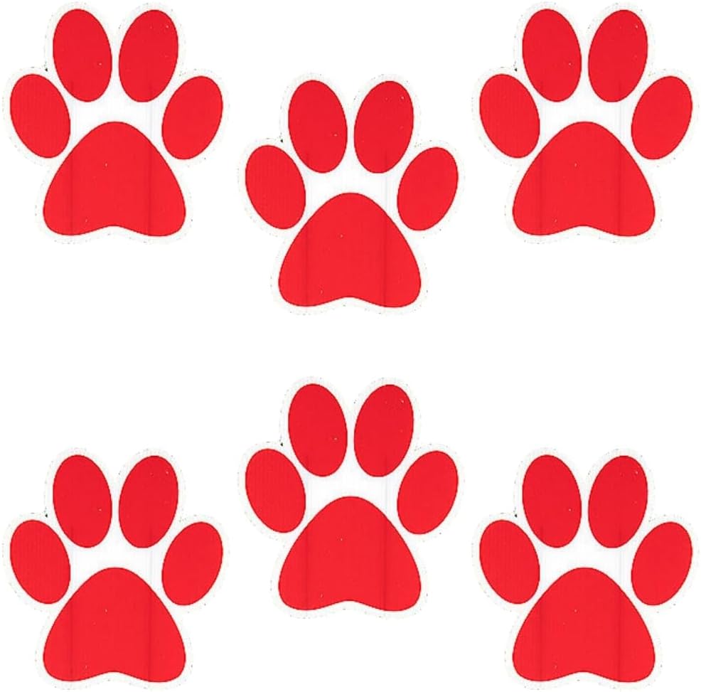 Fun Express Red Paw Print Yard Signs, 8" x 8 1/2", Perfect for Pet Lovers, Events, and Celebrations, Durable Outdoor Decoration - 6 Pieces
