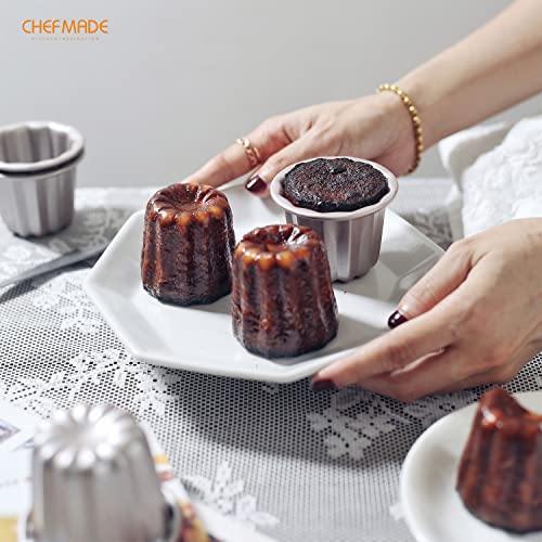 image for CHEFMADE Canele Mold Cake Pan, 2.6-Inch 4Pcs Non-Stick Canele Muffin B