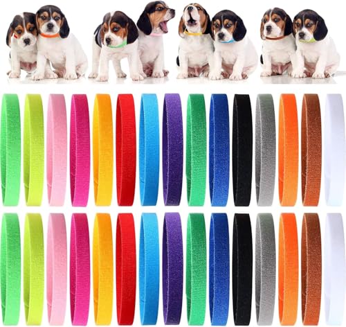 セット ペット用 識別首輪 子猫 子犬用首輪 調節可能 犬用バンド IDバンド用 簡単着脱 子犬識別 マジックテープ付き かわいい 保護用