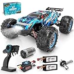 Hosim 1:10 Remote Controlled Car Brushless RC Cars Offroad 1/10 4WD, 68+ km/h, Hobby Grade Offroad Drift RC Monster Truck with 2 Batteries 40+Min Playtime for Children, Adults (Blue, X07)