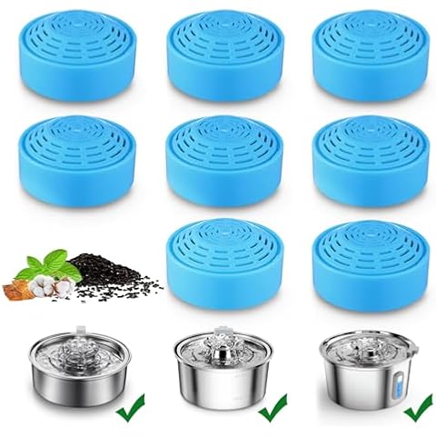 Cat Water Fountain Filter, Cat Fountain Replacement Filters for 2.0L/67oz Automatic Pet Water Dispenser,Pet Water Fountain Replacement Filters Package(Filter 8 Pack) Cover
