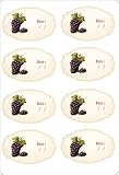 Lot de 16 etiquettes autocollant sticker conserve confiture bocaux raisin