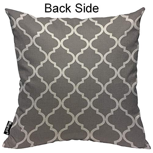 Mugod Clover Throw Pillow Case Quatrefoil Moroccan Flower Lantern Shape Dark Grey And White Decorative Cotton Linen Square Cushion Covers Standard Pillowcase Couch Sofa Bed Men/Women 18X18 Inch #TOP1