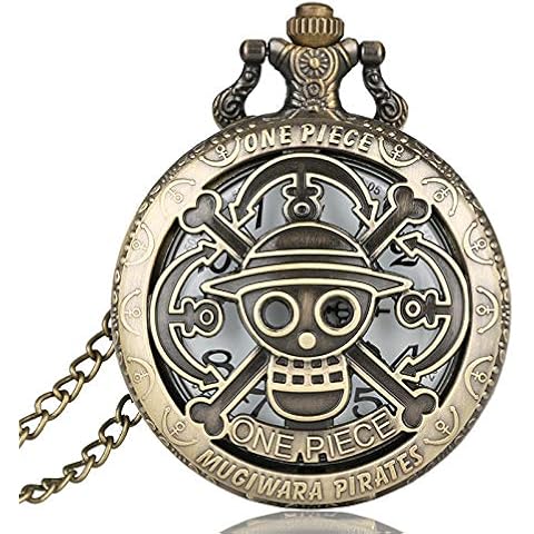 One Piece Pocket Watch Skull Anime Theme Hollow Quartz Pocket Watch Gift for Men or Women Boys Cover