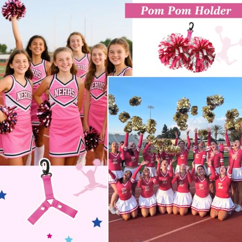 CEELGON 2 PCS Pom Pom Holder Hanger with Snap Button for Backpack Cheerleader Team Tags Cheer Bag Strap Accessories Cheerleading Essentials (Rose) by CEELGON - Used condition - Image 4