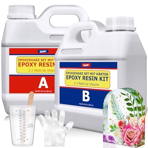 Epoxy Resin - 2.7L / 105oz Crystal Clear Epoxy Resin Kit for Casting and Coating, Table Tops - Bubble Free Fast Curing 2 Part Art Resin for Jewelry Making, Wood, Resin Moulds, Countertop, River Table