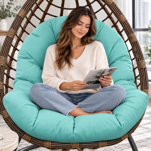 Tycdiose Egg Chair Cushion Replacement, Waterproof Outdoor Hanging Egg Chair Cushion Hammock Swing Chairs Cushions Pads, U-Shaped Thickened Cushions for Hanging Eggs Chairs, 47x33x7 Inches (Teal)