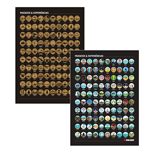 MAPA RASPADINHA 100 PASSEIOS E EXPERIÊNCIAS PARA RASPAR ANTES DE MORRER - DOURADO - A3 - MYWORLDMAP