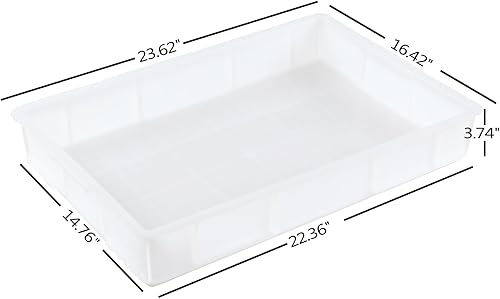 Miniatura 2 de Dehouse 4 paquetes de cajas de prueba de masa, caja de masa apilable comercial blanca para pizza, 23.74 x 16.34 x 3.86 pulgadas