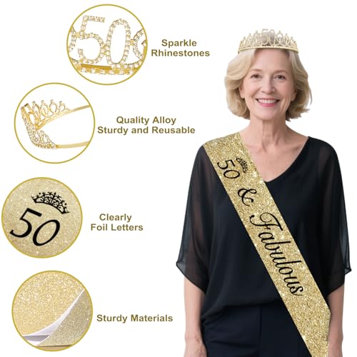 Juesly 50th Birthday Decorations for Women Champagne Gold 51pcs by Juesly - Used condition - Image 4