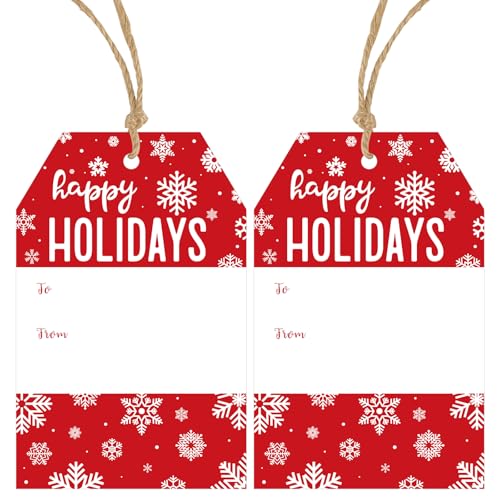 Anwyll Holiday Gift Tags with String - 50 Pcs Merry Christmas Gift Tags