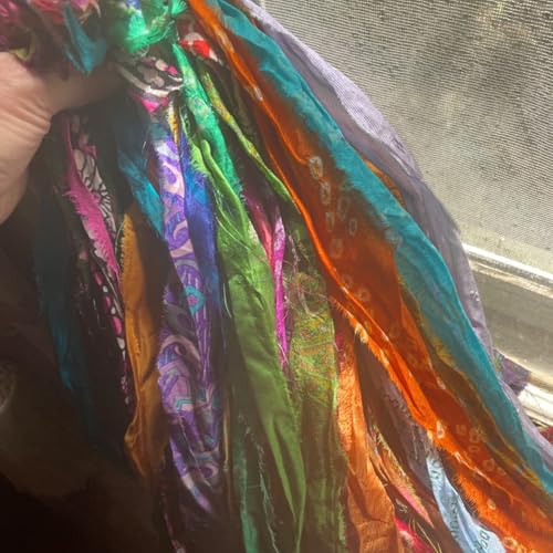 40 Pcs Recycled Silk Sari Ribbon Strips – Handmade Assorted Colors Yarn Skeins, 1 Yard Each (40 Yards Total), Craft Supply for Scrapbooking, Tassels, DIY & Boho Décor by Meghna enterprises - Image 2