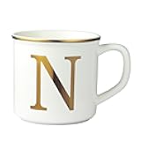Miicol Ceramic Coffee Mug 16 oz, Monogram Coffee Cup, Golden Initial Tea Mug, Personalized Tea Cup, Unique Gift, Large Mug for Home, Office, Letter N