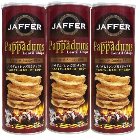 （06:00時点） ジャファー パパダム（レンティル）チップス スパイシー＆スモーキーBBQ味 ｘ 3本