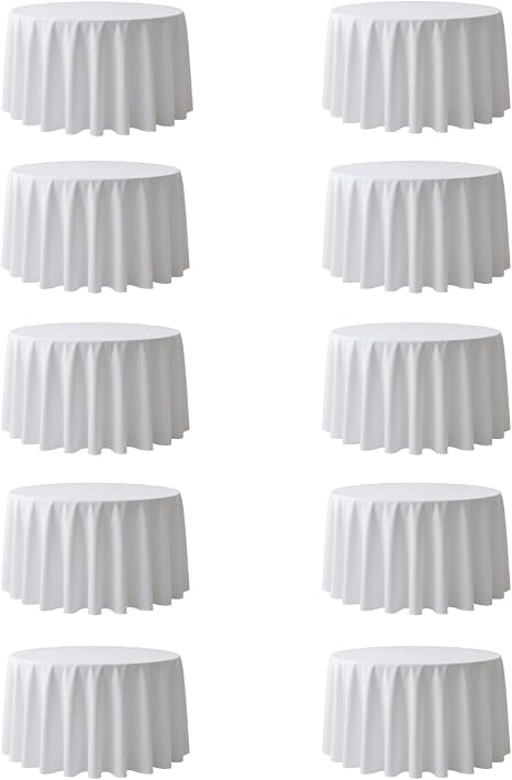 Amazon.com: Surmente 10 Pack 132 Inch White Tablecloths for Round ...