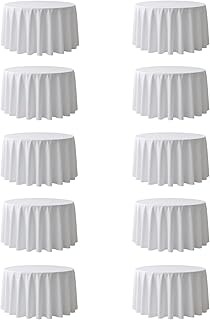 Surmente 120 inch Round tablecloths -10 Pack White Round Table Cloths, Polyester Fabric Table Covers for Weddings, Banquets, or Restaurants