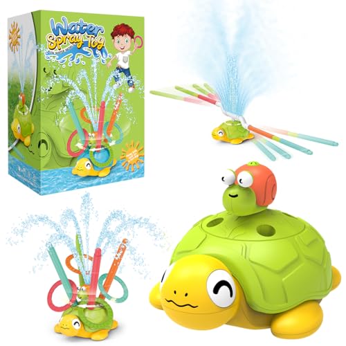 Fullware Water Sprinkler for Kids, Toddler Outdoor Toys, Backyard 3-in-1 Rotating Spray Turtle...