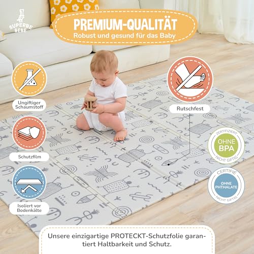 Krabbelmatte Baby Faltbar Spielmatte Kinder Spieldecke 120x180x1cm Krabbeldecke Für Baby - Babymatte Kindermatte - Schaumstoffmatte… – Ansicht 5