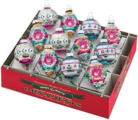 Shiny Brite Vintage Celebration 1.75" Rounds and Shapes - Set of 12