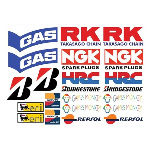 GamesMonkey Lot de 22 autocollants de sponsors pour moto SBK, Honda, Yamaha, Ducati, Suzuki, BMW, Aprilia