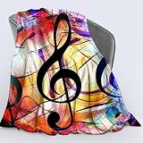 Wucidici Music Note Colorful Throw Blanket Lightweight Soft Cozy Musical Notes Blanket for Couch Sof