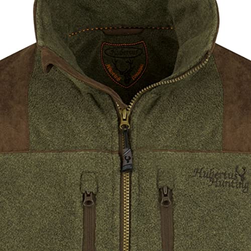 Foto von HUBERTUS Herren Fleece Jagdjacke mit Besätzen an Schultern und Ellenbogen Oliv Braun, Modell Zabelstein (XL)