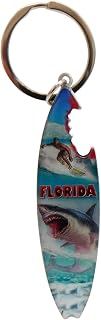 Westmon Works Florida Surfboard Keychain Shark Bite Metal Key Ring Fob Souvenir of the Sunshine State