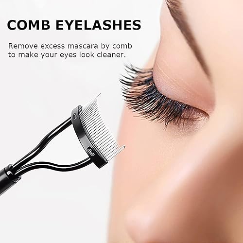 Miniatura 5 de Corconess Peine de pestañas, 2 piezas, herramienta separadora de pestañas, peine de pestañas, separador de cepillo de pestañas con cubierta de peine