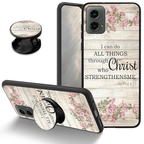 Bible Flower 4-13 Case for Motorola Moto G 5G 2024, Soft TPU Shockproof Protective Cover with Matching Stand, Slim Anti-Scratch Phone Case for Moto G 5G 2024 6.6" for Women Girls