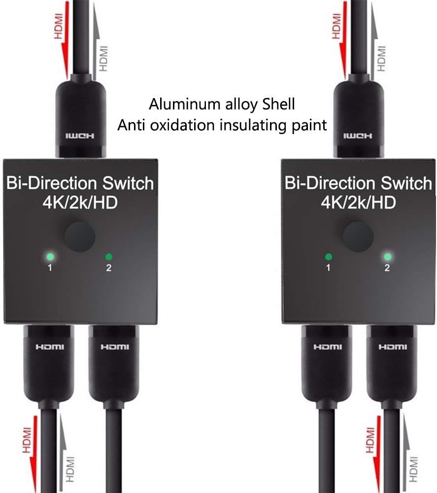 Ailun HDMI Switch,HDMI Splitter,2 in 1 Out, No External Power Required, HDMI Switcher for Xbox PS4 Roku HDTV and Other High-Definition Television, Not for Dual Monitors Duplicate/Mirror at Same time