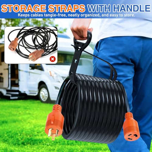 Image of Nilight 30 Amp 25FT Generator Extension Cord 3 Prong RV Power Cords with Twist Lock Waterproof NEMA L5-30P L5-30R Cable Heavy Duty 10AWG ETL Listed for RV Marine Boat Generators Outdoor Use
