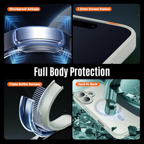 Symcele Designed for iPhone 17 Case, Compatible with MagSafe, [Camera Protection] [15FT Military Droptection] Shockproof Translucent Matte Anti-Slip Phone Case, 6.3", Calke Green by Symcele - Image 5