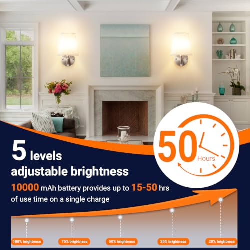 Image of YHCDLAMP Peel and Stick Wall Sconces, No Drilling Stick On Wall Sconce, Wireless Battery Operated Wall Lights, Adhesive Wall Lamp with 10000mAh Battery Bulb for Bedroom Living Room Decor
