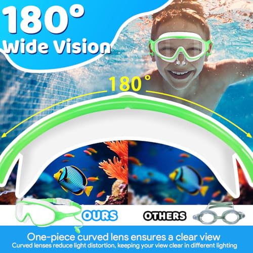 Kids Swim Goggles for 3-15, Kids Goggles with Earplugs& Nose Clip Wide View — view 4