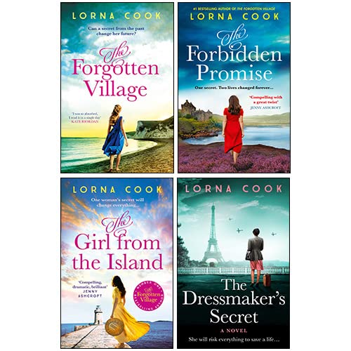 Lorna Cook - Set da collezione di 4 libri (The Dressmaker's Secret, Forgotten Village, The Forbidden Promise, The Girl from the Island)