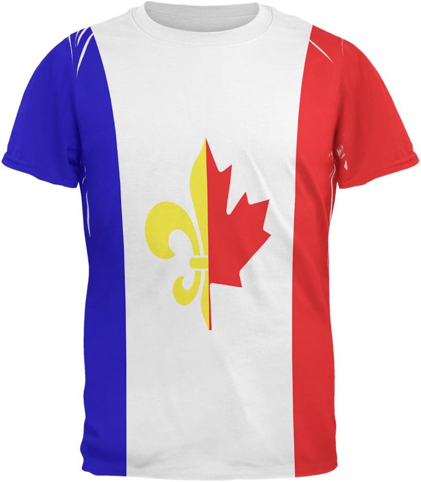 Old Glory French Canadian Flag All Over Mens T Shirt