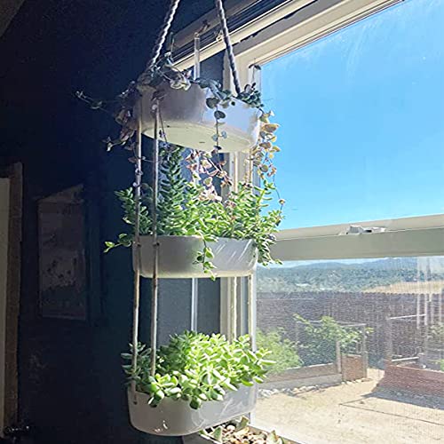 Mkono YYBSTC001 Hanging Wall Planter For Indoor Flower Plants, Ceramic Pots For Succulent Herb Air Faux Plant Holder Vertical Garden thumb #3